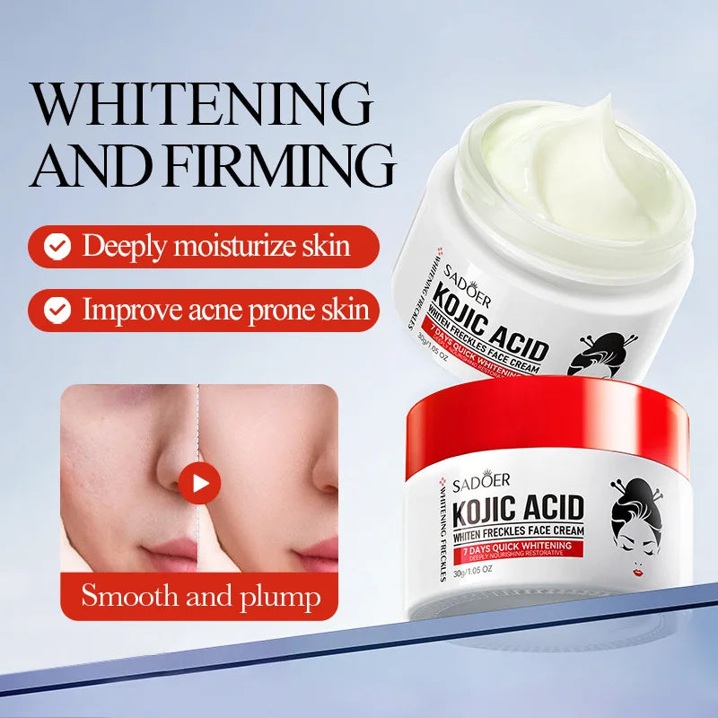 1/2pcs SADOER Kojic Acid Face Cream Moisturizing Freckle Removing Creams Brightening Hydrating Facial Cream Skin Care Products