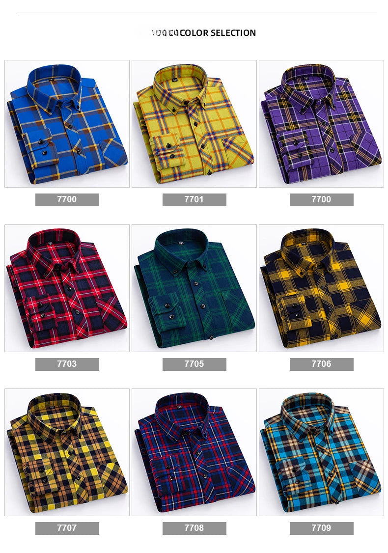 plus size 8XL100%cotton sanding long-sleeve shirts for men slim fit casual plain shirt soft palid tops designer elegant clothes