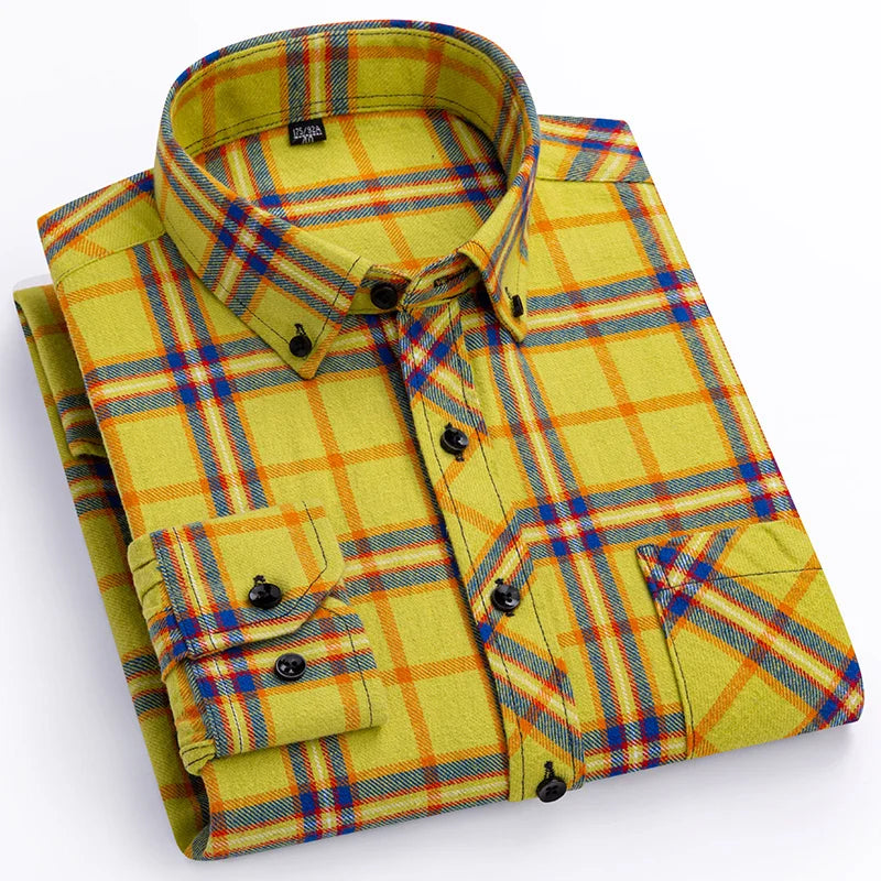 plus size 8XL100%cotton sanding long-sleeve shirts for men slim fit casual plain shirt soft palid tops designer elegant clothes