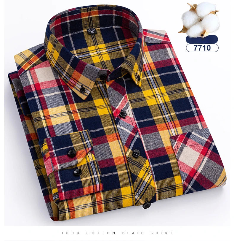 plus size 8XL100%cotton sanding long-sleeve shirts for men slim fit casual plain shirt soft palid tops designer elegant clothes