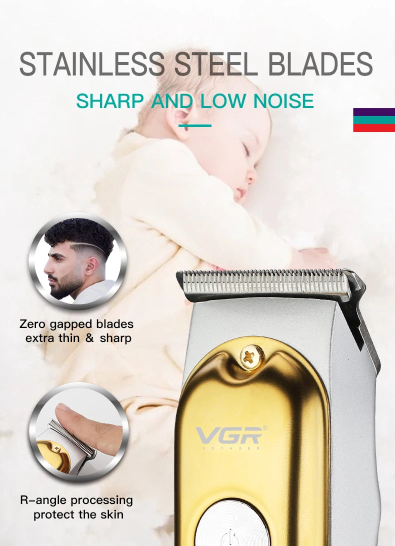 VGR Hair Clipper Mini Hair Trimmer Professional Beard Trimmer Rechargeable Cordless Electric T-Blade Zero Cutting Machine V-290