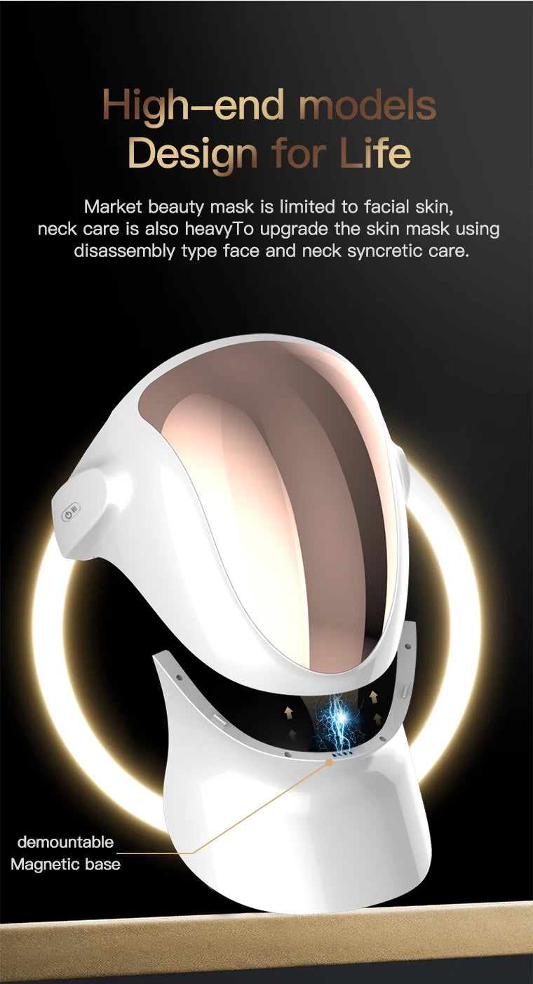 807 Nano Lamp LED Facial Mask With LED Light Therapy 3 Color Red Light Therapy Anti-Aging Mask Full Face With Neck Beauty Health