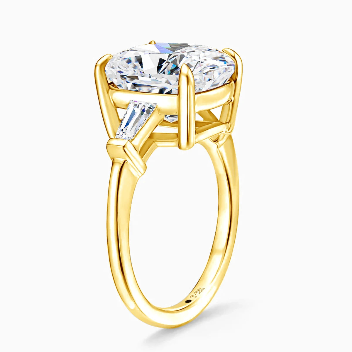 14K Gold Cushion Moissanite Engagement Ring 8.0CT VVS1 Clarity GRA Certified for Women Wedding Anniversary Gift Trendy Jewelry