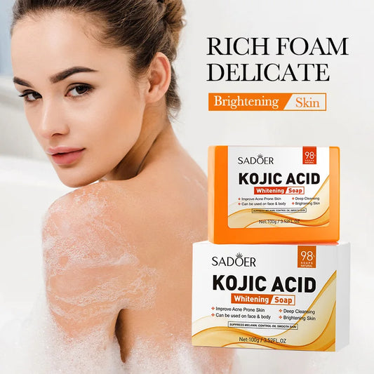 1/2pcs SADOER Kojic Acid Facial Soap Face Wash Foam Facial Cleanser Moisturizing Hydrating Oil Control Body Bathing Soap