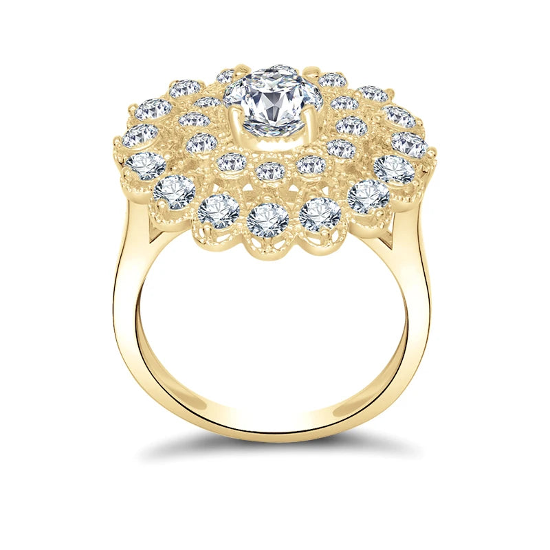 Lnngy 10K Solid Gold Finger Rings Certified Round Cut 6.5mm Moissanite Wedding Ring for Women Pave Mini Zircon Jewelry Gift