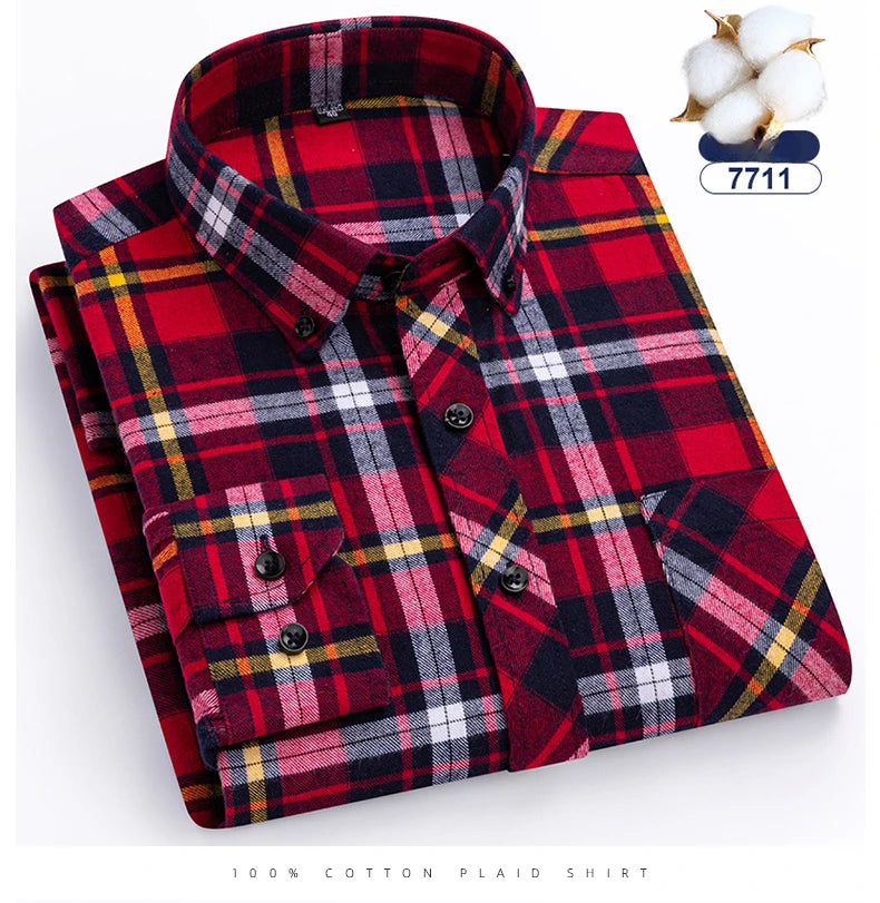plus size 8XL100%cotton sanding long-sleeve shirts for men slim fit casual plain shirt soft palid tops designer elegant clothes