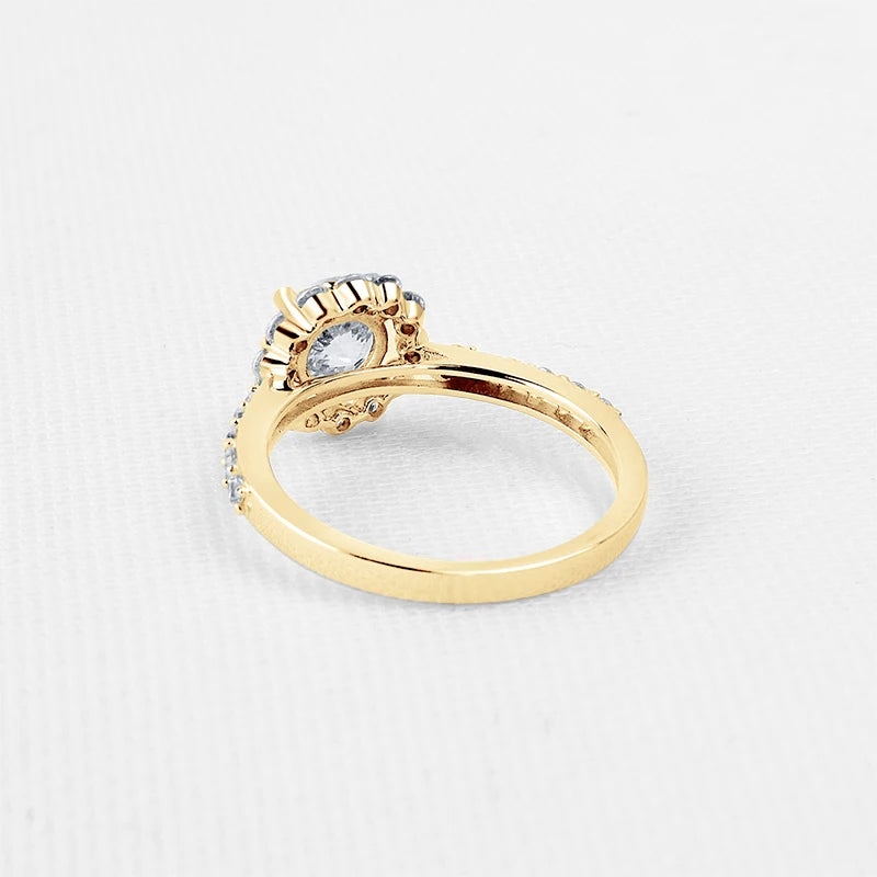 Lnngy 10K Solid Gold Women Rings Certified 1.0 Carat Round Cut Moissanite Engagement Ring for Couples Valentine's Day Xmas Gift