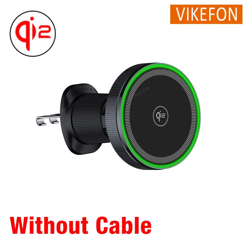 Qi2/Cooler Magnetic Wireless Car Charger LED Light Air Outlet Phone Holder for iPhone 16/15/14/13 Pro Max Fast Charging Station