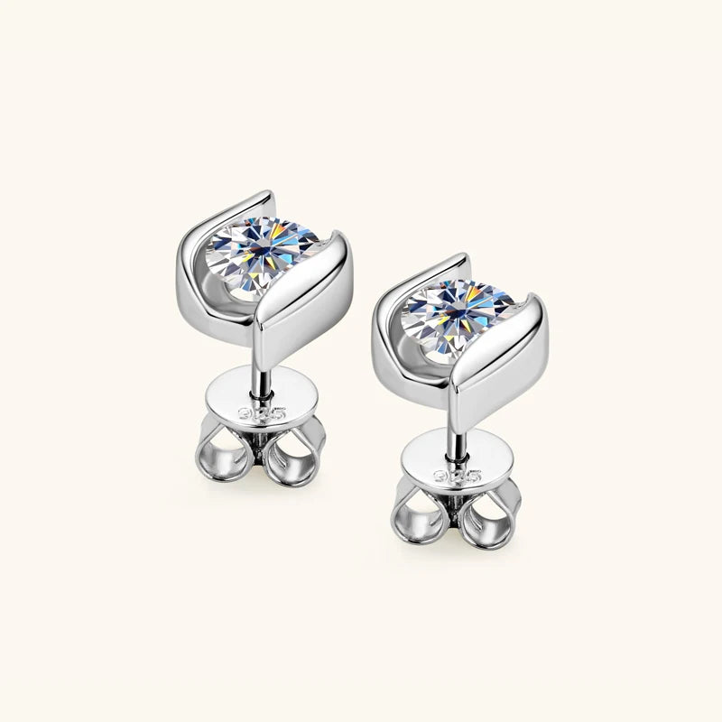Gold Plated Silver 925 Real Moissanite Jewelry Set for Women 2.0ctw D Color Lab Diamond Stud Earrings Pendant Necklace Sets Gift