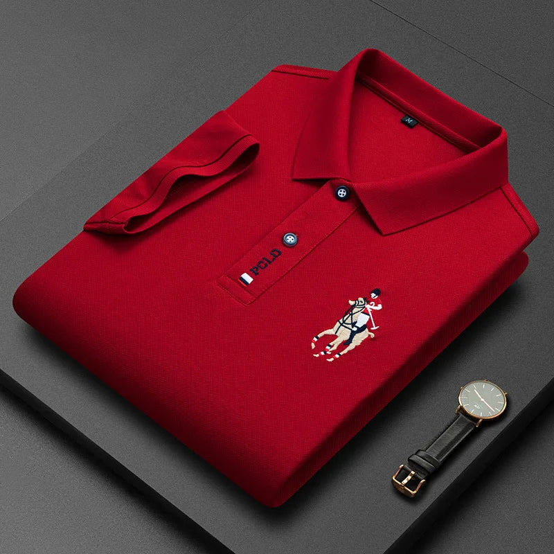 Brand Embroidered Men's Pure Cotton Popsicle Cotton Short Sleeved Polo Shirt Summer New Business Casual Breathable Men's Top 4xl