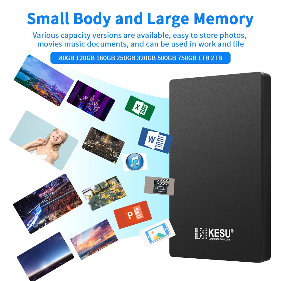 KESU HDD 2.5" Portable External Hard Drive 2tb/1tb/500gb/750gb USB3.0 disk memory  for PC tablets PS4 notebook Desktop Computer