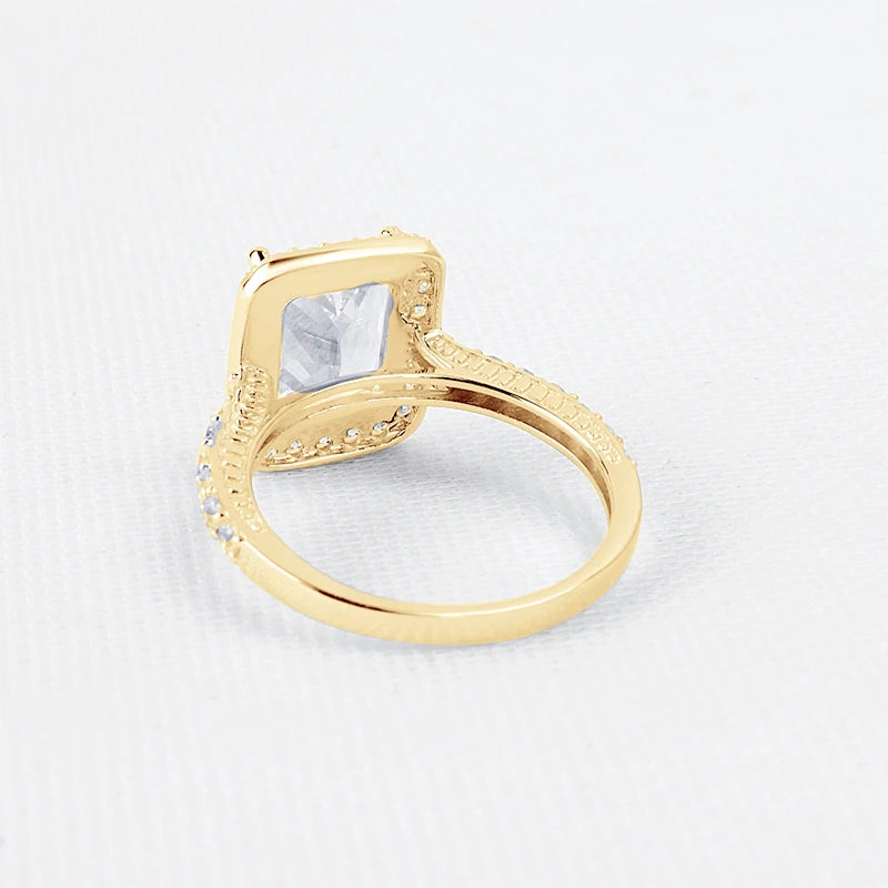 Lnngy Certified Princess Cut Moissanite Ring For Couples Lovers' 10K Solid Gold Engagement Halo Ring Lab Created Diamond Jewelry
