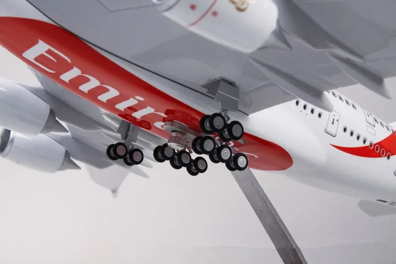 Decor 45CM 1/160 Scale Diecast Model A380 Emirates Airways Resin Airplane Airbus With Light And Wheels Toy Airline Collection