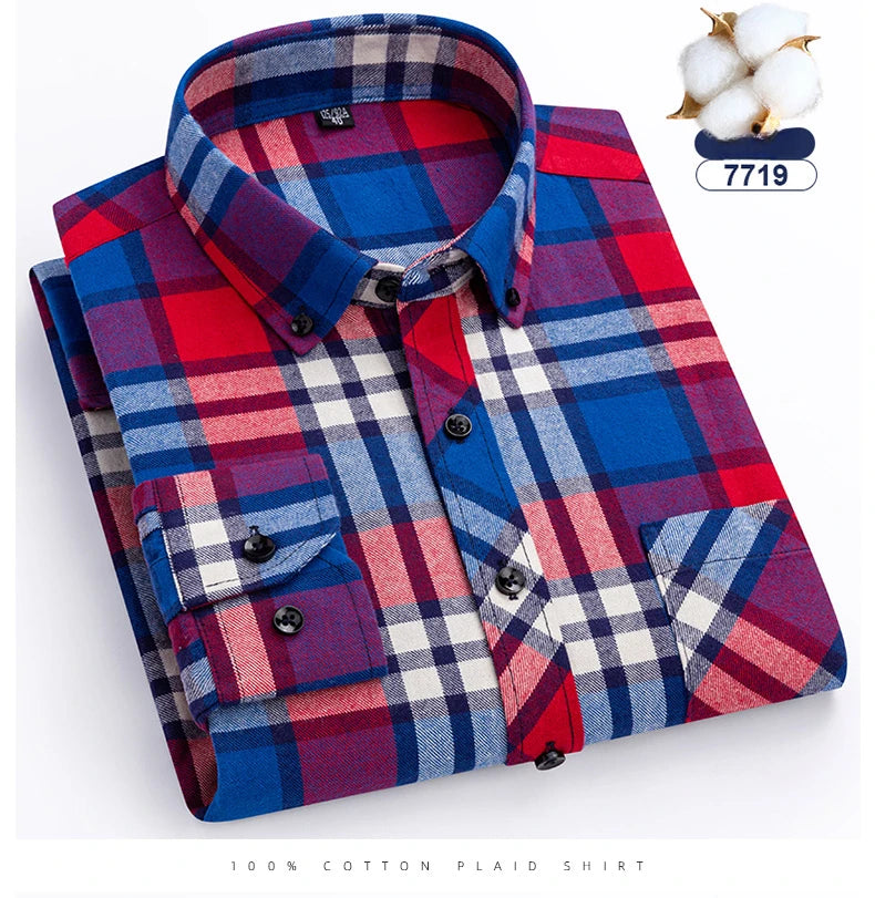 plus size 8XL100%cotton sanding long-sleeve shirts for men slim fit casual plain shirt soft palid tops designer elegant clothes