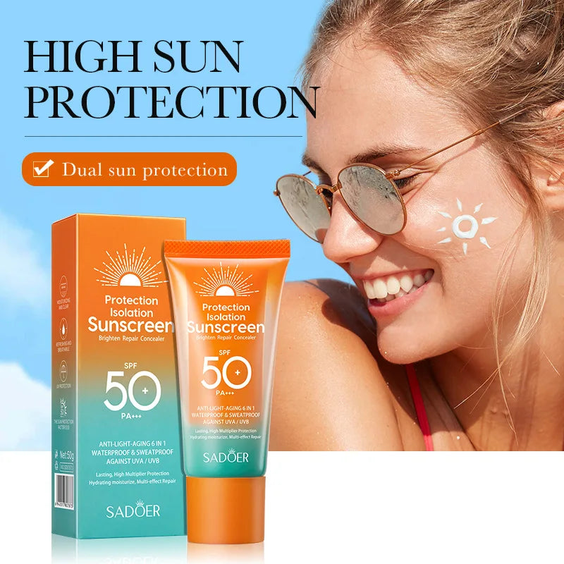 SADOER Spf 50+ Sunscreen for Face Protector Solar skincare Dual Tube Multi Effect PA+++ Facial Sunscreen Solar Blocker
