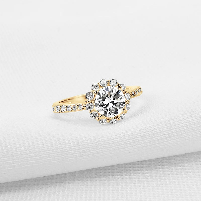 Lnngy 10K Solid Gold Women Rings Certified 1.0 Carat Round Cut Moissanite Engagement Ring for Couples Valentine's Day Xmas Gift