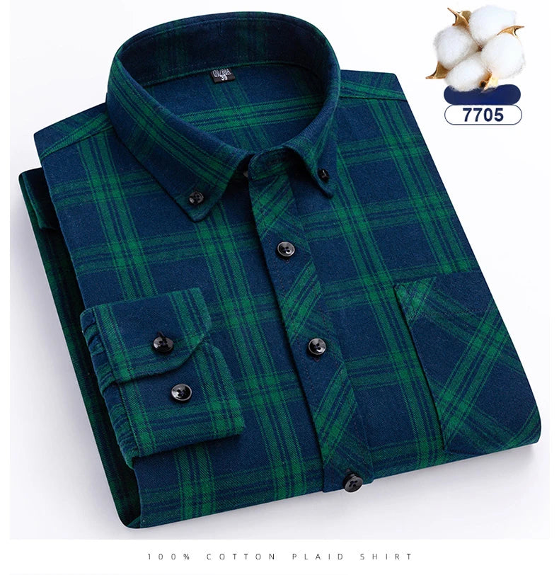 plus size 8XL100%cotton sanding long-sleeve shirts for men slim fit casual plain shirt soft palid tops designer elegant clothes