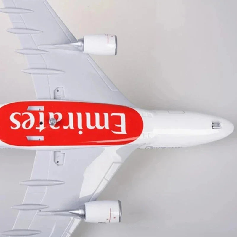 Decor 45CM 1/160 Scale Diecast Model A380 Emirates Airways Resin Airplane Airbus With Light And Wheels Toy Airline Collection