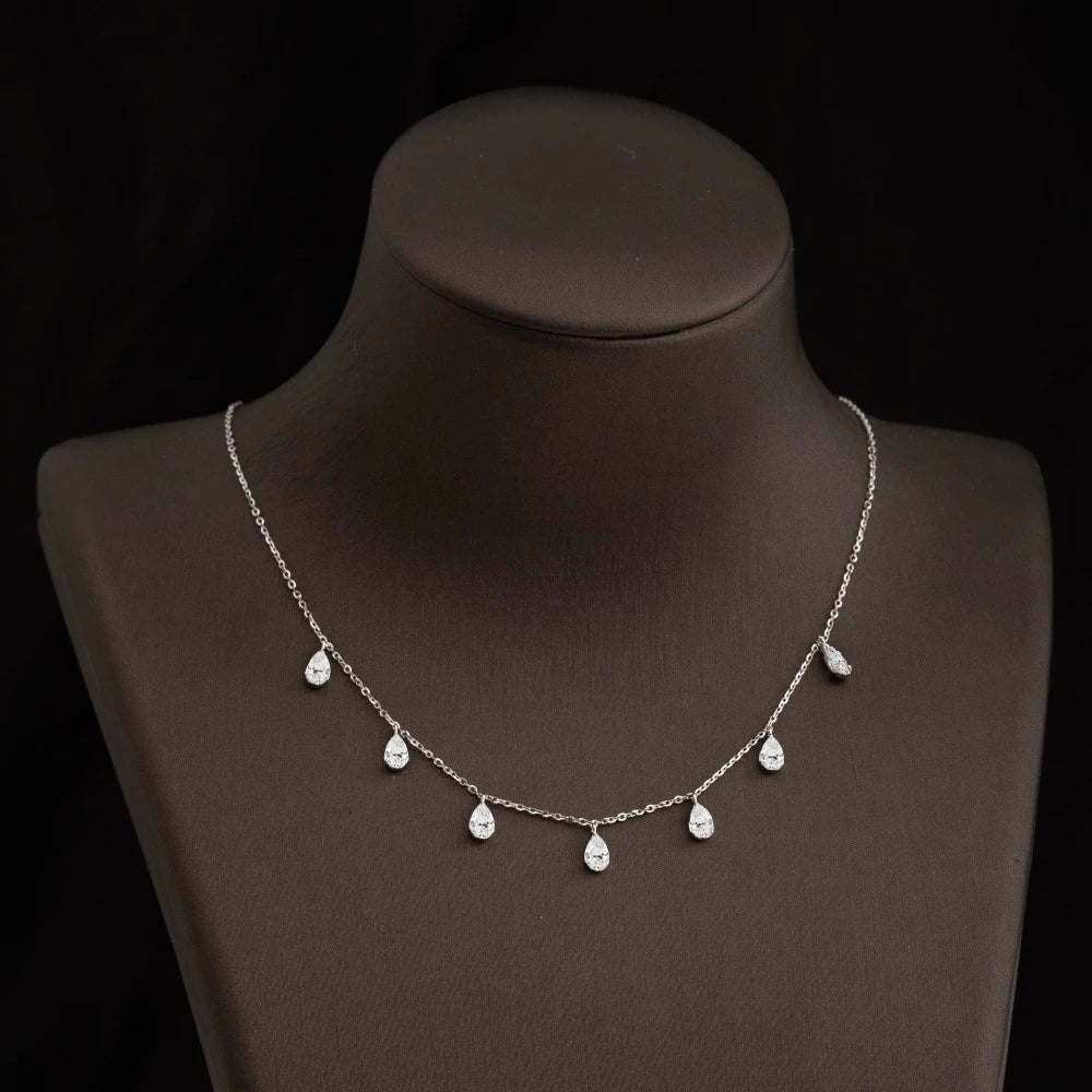 GRA Certified 0.5carat Pear Cut Moissanite Diamond Necklaces for Women 925 Sterling Silver Neck Chain Waterdrop Shape Choker
