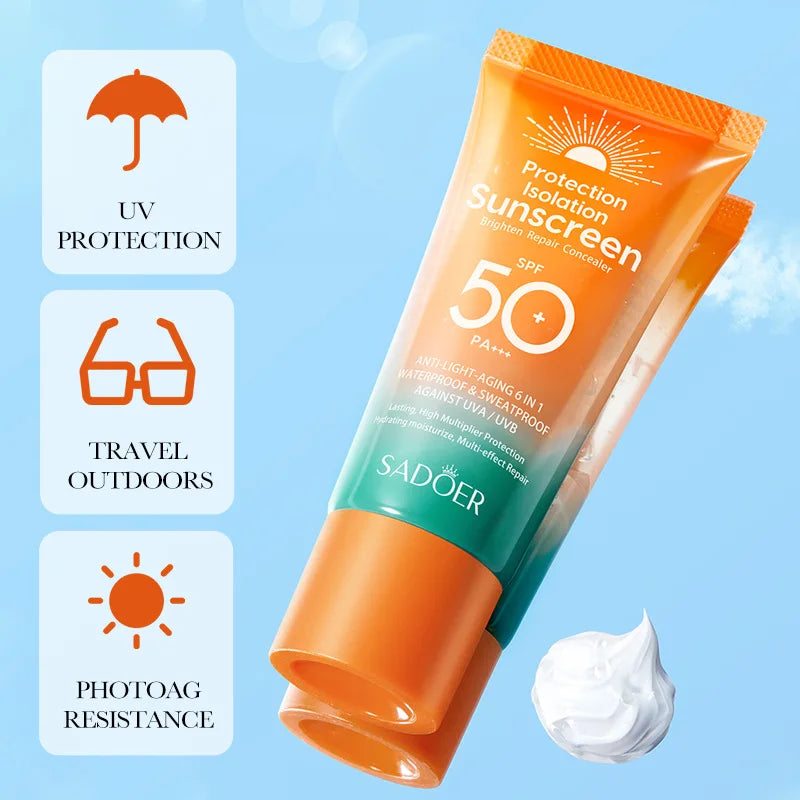 SADOER Spf 50+ Sunscreen for Face Protector Solar skincare Dual Tube Multi Effect PA+++ Facial Sunscreen Solar Blocker