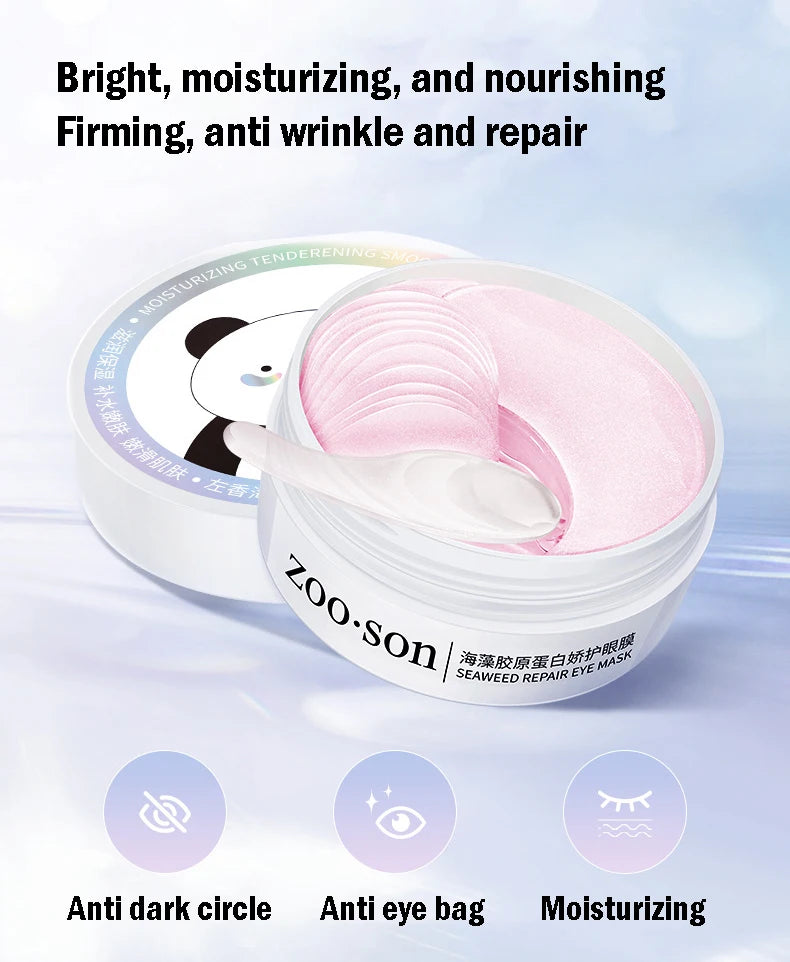 60pcs/box BIOAQUA Seaweed Crystal Collagen Eye Mask Anti Dark Circles Remove Eye Bags Moisturizing Eye Patches for Eye Skin Care