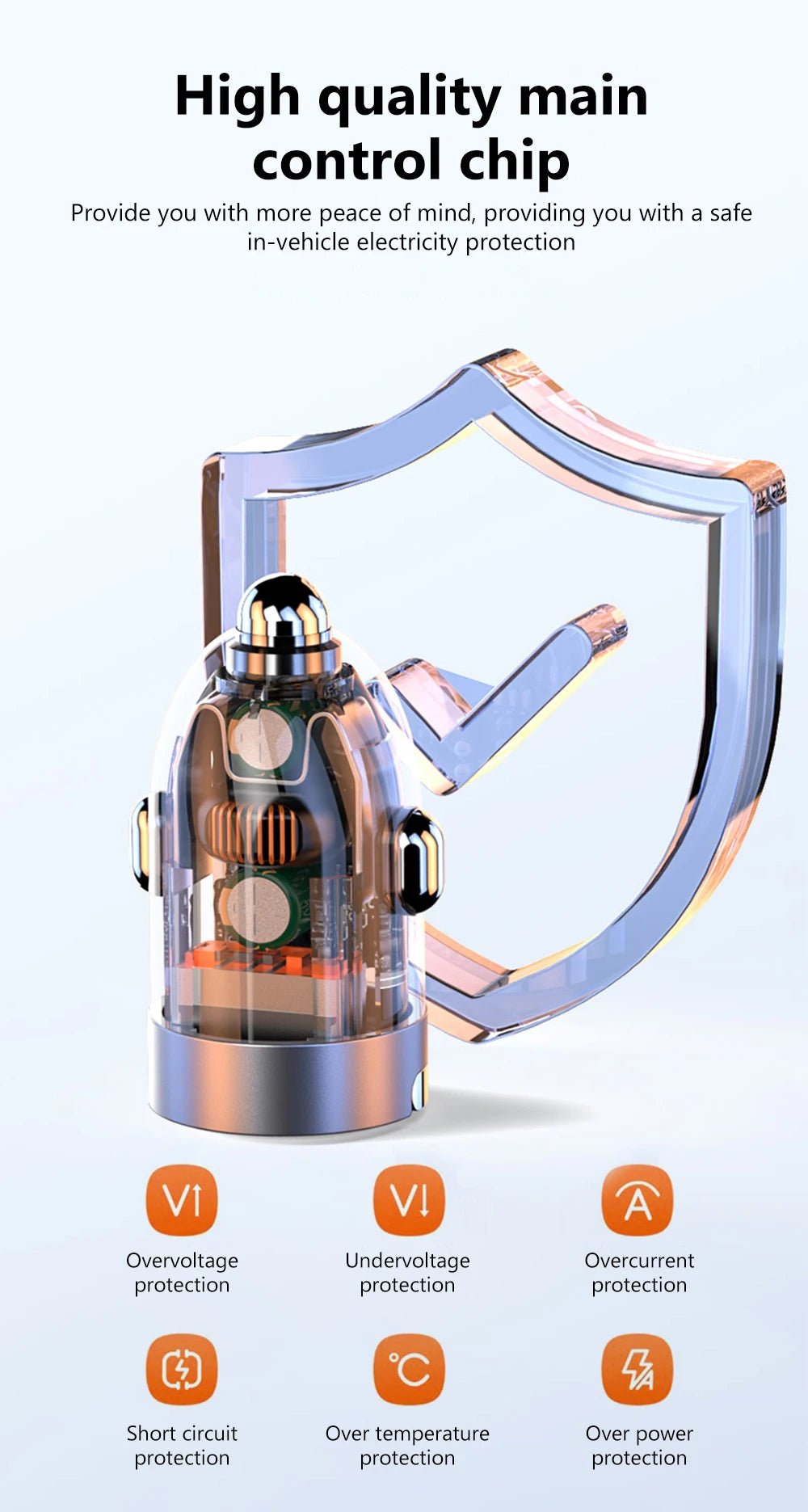 120W Transparent Invisible Pull Ring Car Charger USB Type C Fast Charging QC3.0 PD Phone Charger for iPhone Xiaomi Samsung