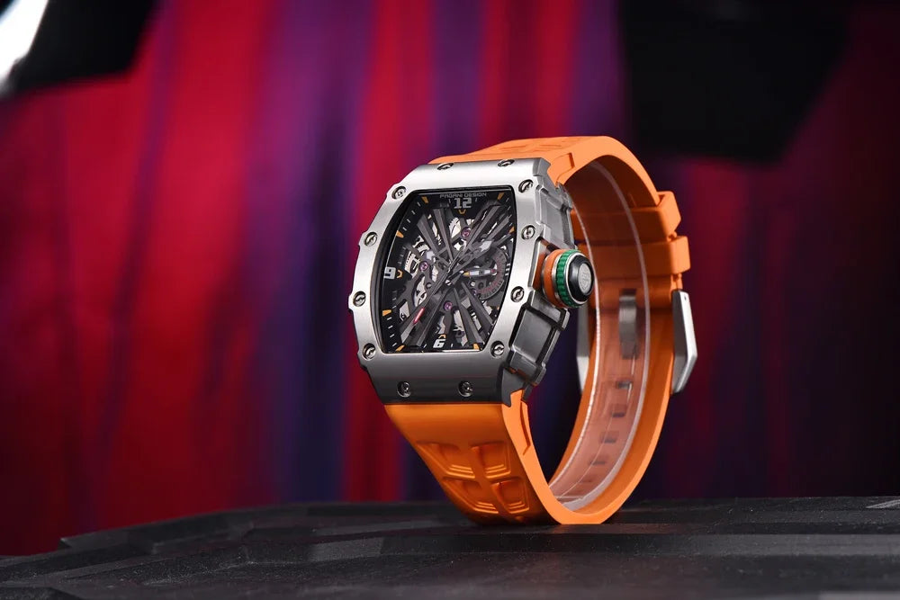 PAGANI DESIGN 2024 Luxury Mens Quartz Watches Barrel Shape Waterproof Wrist Watch For Men VH65 Silicone Luminous Sapphire Mirror