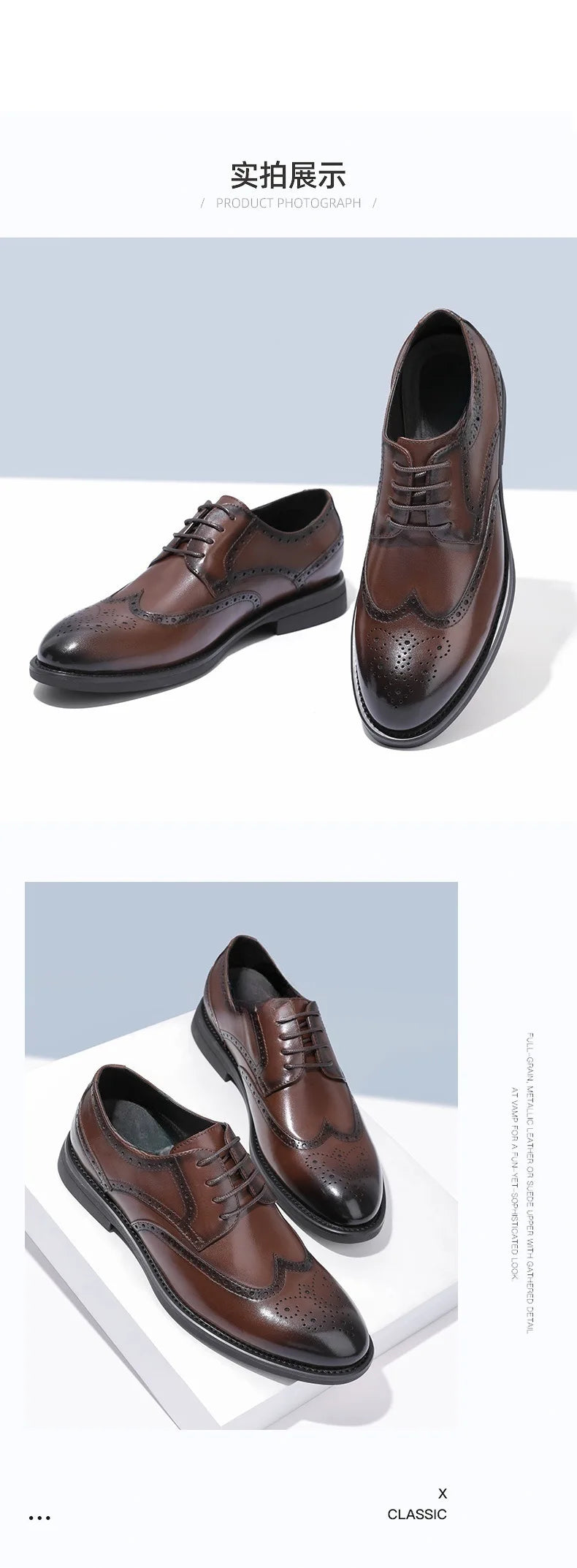 2025 New Handcrafted Mens Oxford Shoes Business Formal Classic Shoes Man Genuine Calfskin Leather Brogue Dress Shoes Homme