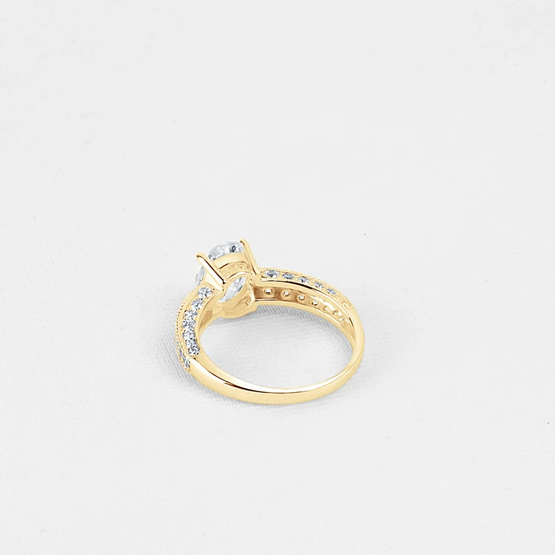 Lnngy 2.0 Carat Oval Cut Moissanite Engagement Ring With Certificate 10K Solid Yellow Gold Ring for Wedding Valentine's Day Gift