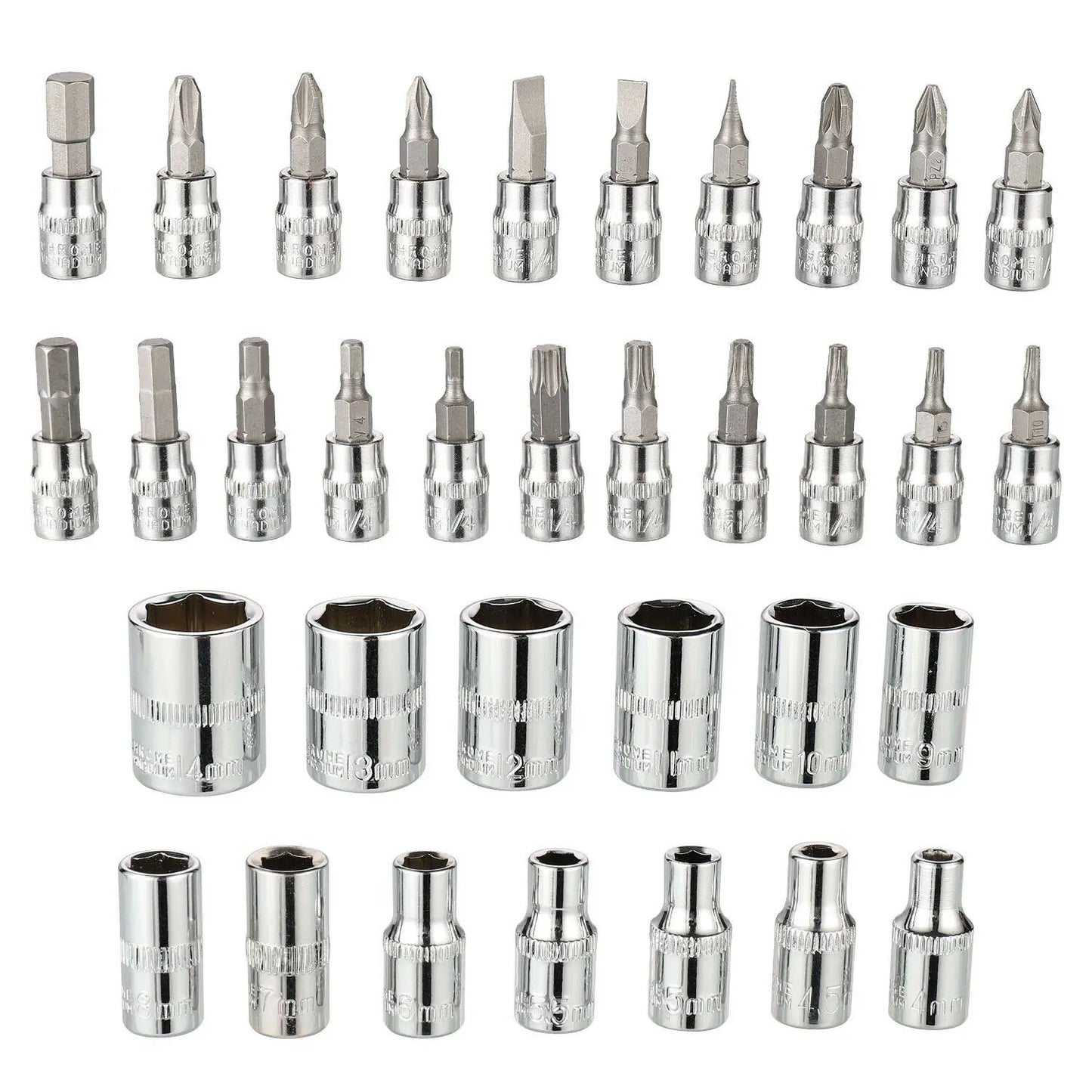 46pc 1/4 inch Drive Ratchet Socket Set Wrench Set with Sockets Metric Hex Bit Socket Set Repair Handing Tool Kits for Home Auto