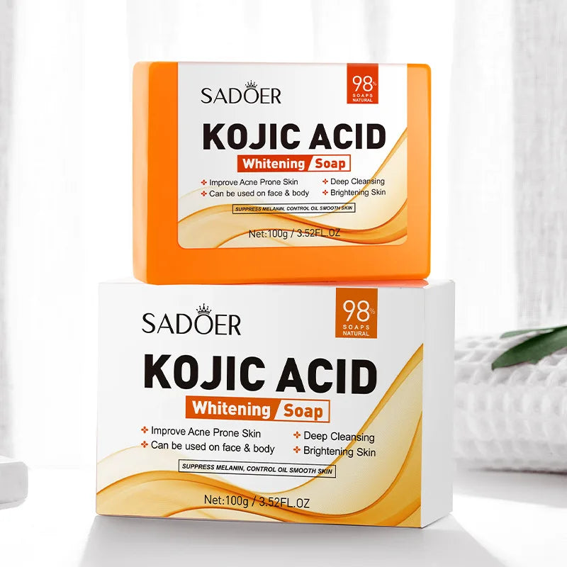 1/2pcs SADOER Kojic Acid Facial Soap Face Wash Foam Facial Cleanser Moisturizing Hydrating Oil Control Body Bathing Soap