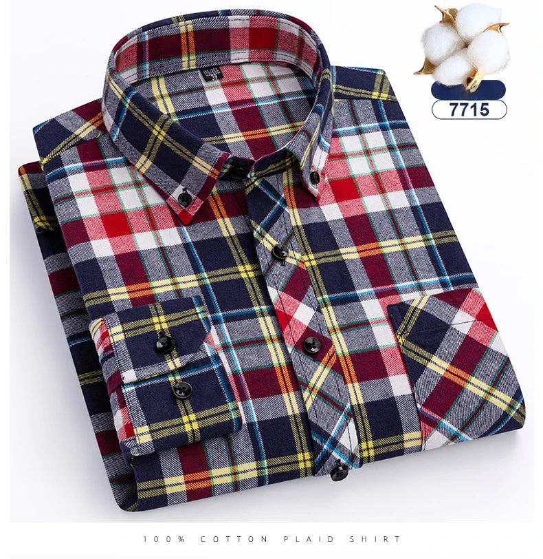 plus size 8XL100%cotton sanding long-sleeve shirts for men slim fit casual plain shirt soft palid tops designer elegant clothes