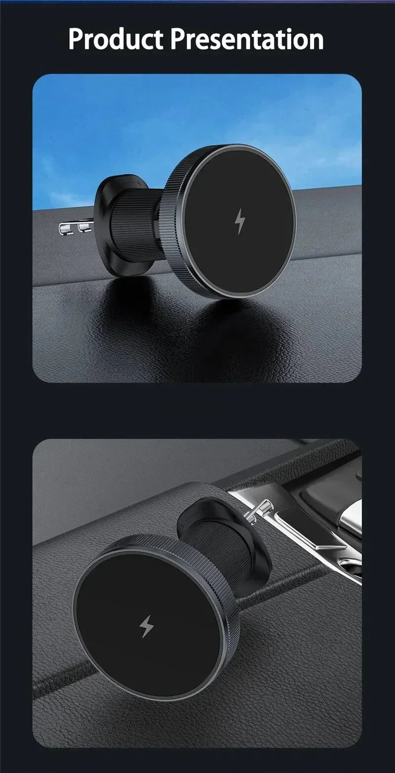 Qi2/Cooler Magnetic Wireless Car Charger LED Light Air Outlet Phone Holder for iPhone 16/15/14/13 Pro Max Fast Charging Station