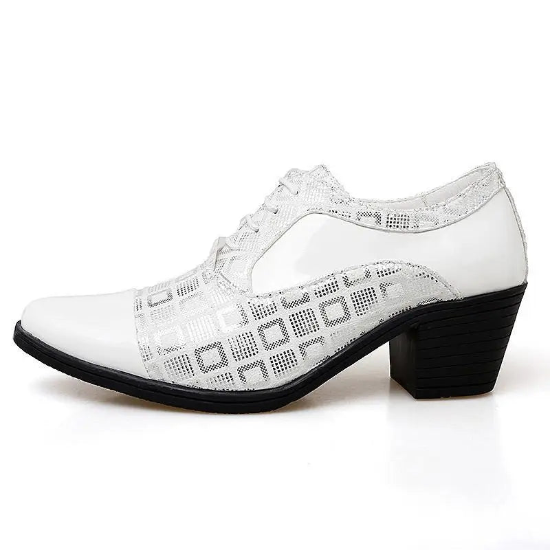 Italian Men Formal Shoes High Heels Pointed Toe Wedding Party Shoe Luxury Shiny Business Work Shoes British Style Leather Shoes