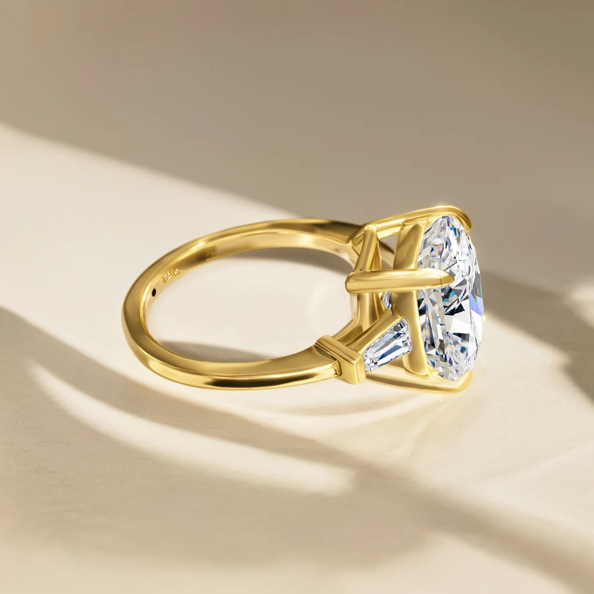 14K Gold Cushion Moissanite Engagement Ring 8.0CT VVS1 Clarity GRA Certified for Women Wedding Anniversary Gift Trendy Jewelry