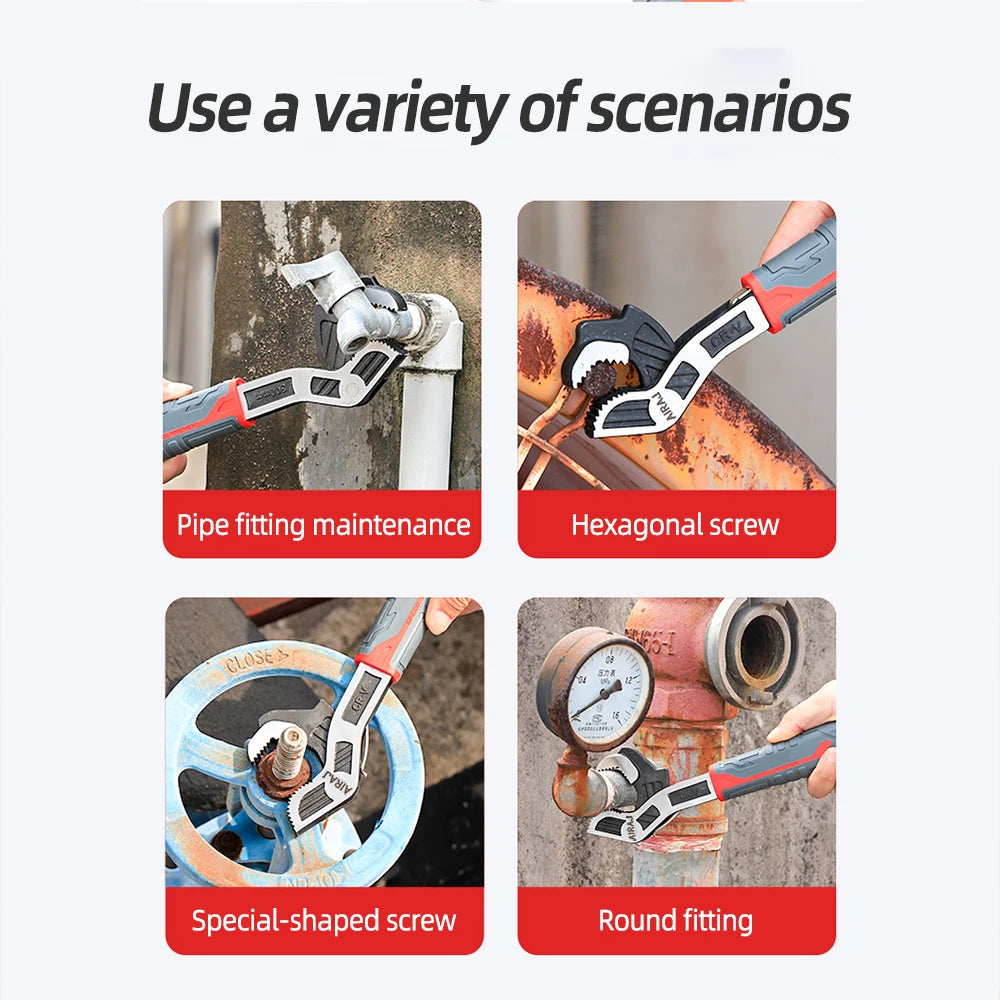 AIRAJ Universal Wrench Multi-Function Adjustable Wrench Fast Wrench CR-V Bathroom Pipe Wrench Plumber Multi Hand Tool
