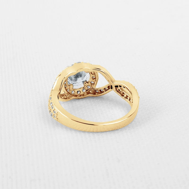 Lnngy 6MM 0.8CT Moissanite Engagement Ring With Certificate Original 10K Solid Gold Twist Shank Ring for Women Fine Jewelry Gift