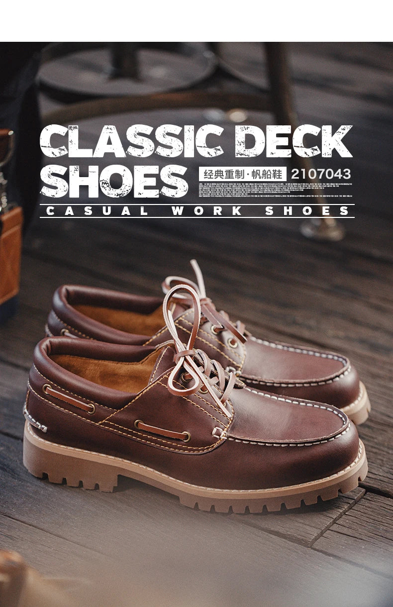 Maden 2023 New Men's Fashion Retro Low-top British Style Work Shoes Casual Leather Breathable Boat Shoes 44 Size