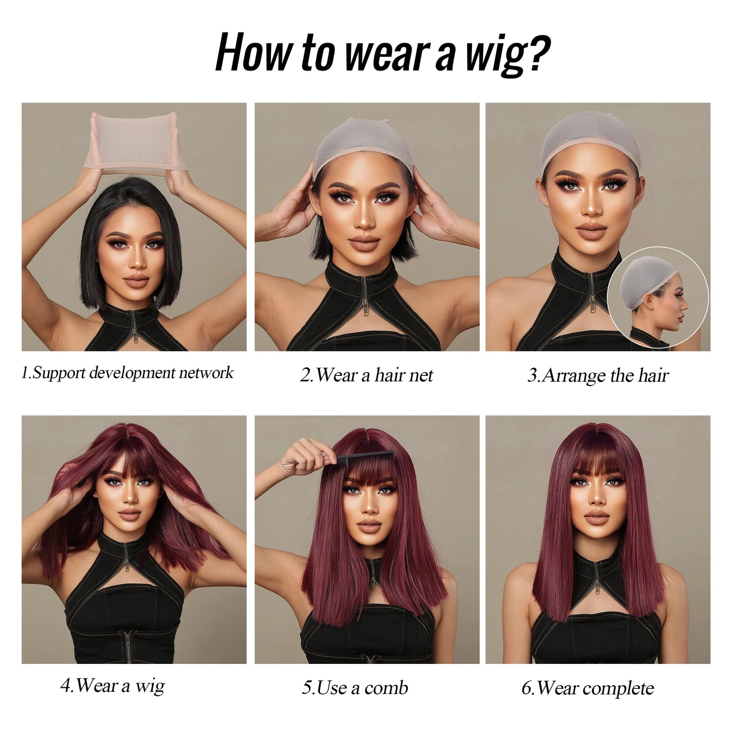 Straight Black Bob Synthetic Wig with Bangs Medium Long Cosplay Layered Wigs for Woman Natural Hair Daily Wig Heat Resistant