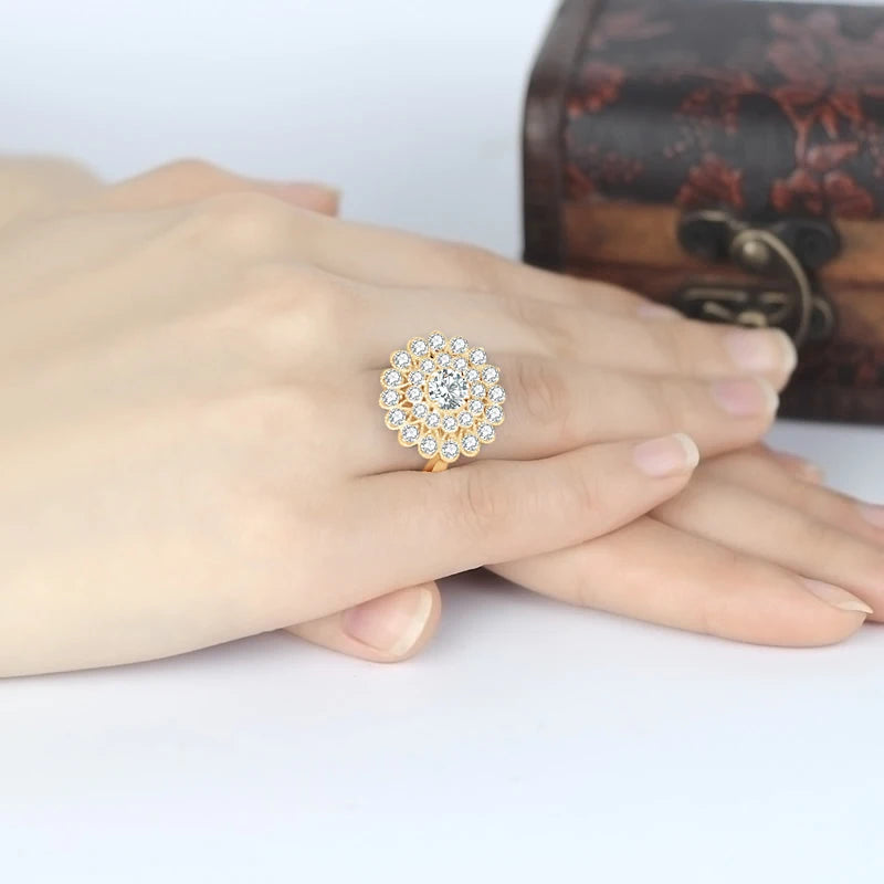 Lnngy 10K Solid Gold Finger Rings Certified Round Cut 6.5mm Moissanite Wedding Ring for Women Pave Mini Zircon Jewelry Gift
