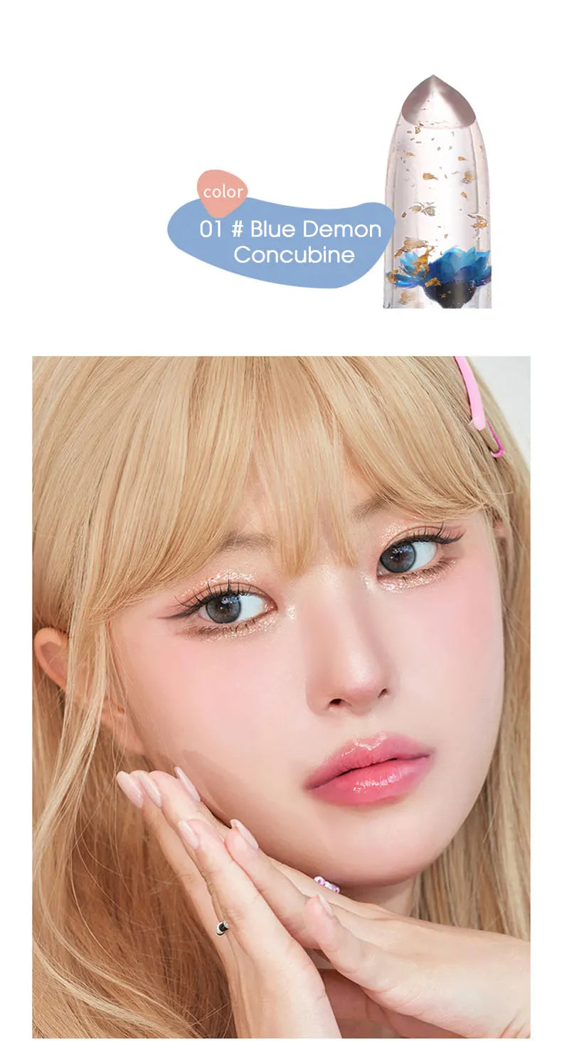 Jelly color-changing lipstick, warm and long-lasting, moisturizing and not easy to stick to the cup of flower lip balm