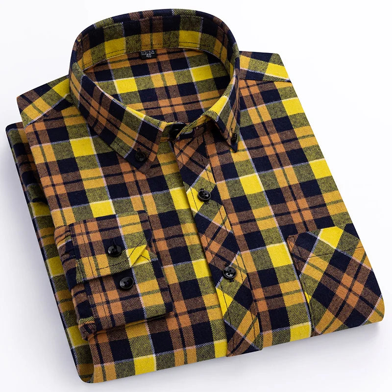 plus size 8XL100%cotton sanding long-sleeve shirts for men slim fit casual plain shirt soft palid tops designer elegant clothes