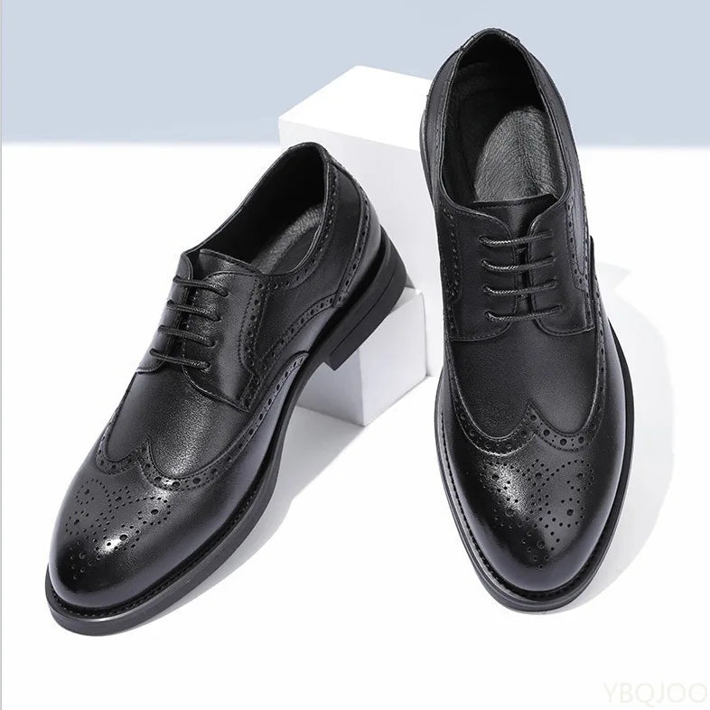 2025 New Handcrafted Mens Oxford Shoes Business Formal Classic Shoes Man Genuine Calfskin Leather Brogue Dress Shoes Homme