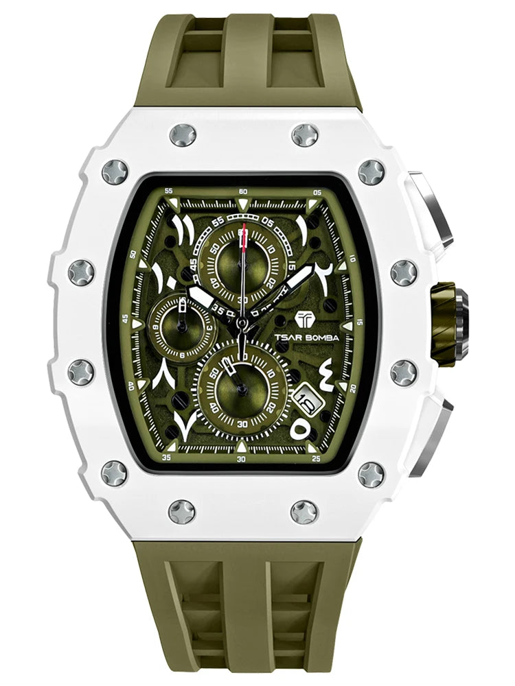 TSAR BOMBA 2025 New Mens Watch TB-8204QA Arabic numerals Dial Tonneau Wristwatch for Men Sapphire Mirror Waterproof Clcok