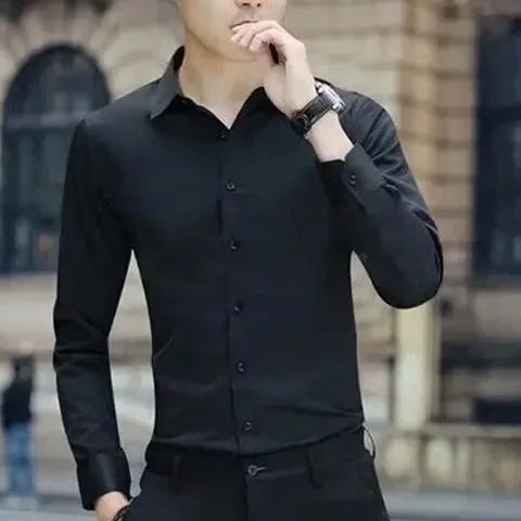 Trendy Long Sleeve White Shirt For Men Autumn Fashion Slimming Business Casual Korean Style Professional Attire