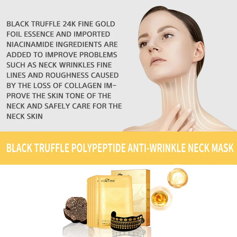 6PCS FONCE Black Truffle peptide Neck mask for neck care and anti-wrinkle cream to lift and firm the neck