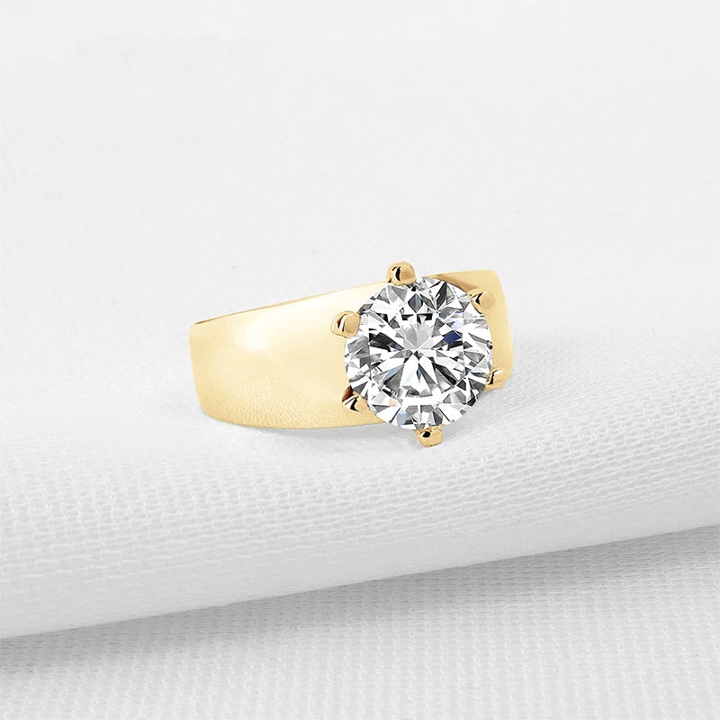 Lnngy Certified 10K Real Gold Moissanite Ring With GRA for Women 9MM 3.0 Carat Lab Created Diamond Solitaire Rings Punk Jewelry