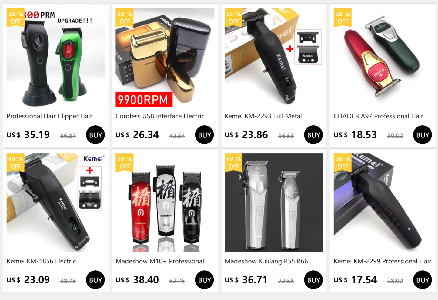 Kemei KM1698 Hair Clipper 9000RPM 10W High Power Baber Electric Hair Trimmer Professional Hair Cutting Machine for Men Men Gift
