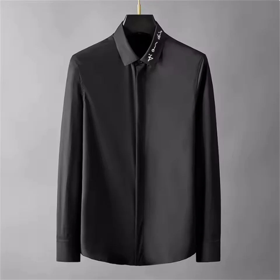 Basic Shirt Men's Long-sleeved Casual Shirt Fashion Trend High-end Plus Size Men's Clothing S-5XL funny shirt camisas masculino