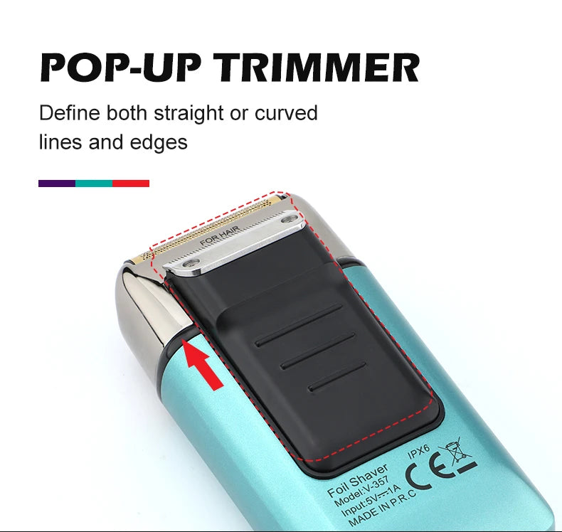 VGR Professional Hair Beard Electric Shaver For Men Beard Trimmer Wet Dry Shaving Machine Digital Display Shaver For Men V-357